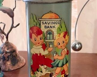 Vintage Tin Savings Bank