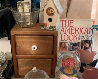 Home Decor, Decorative Birdhouses, Boxes, Glass Bowls, Etc.