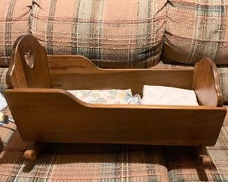Vintage Wood Baby Doll Cradle