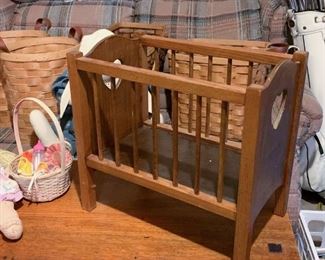 Vintage Wooden Doll Crib