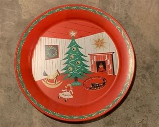 Vintage Metal Christmas Platter