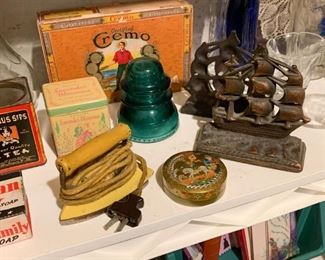 Small Iron, Tins, Sailing Ship Bookends