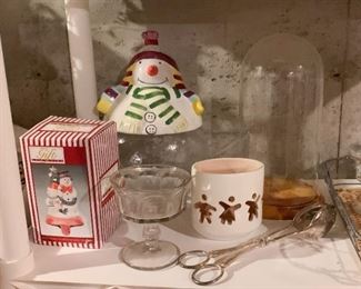 Christmas, Glassware, Salad Tongs, Glass Display Dome
