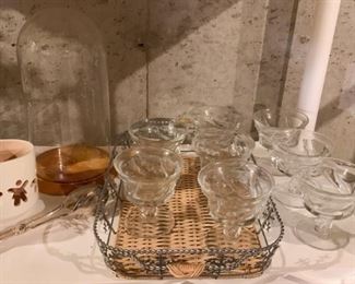 Ice Cream / Dessert Glasses, Serving Basket