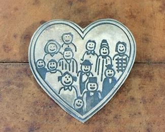 Vintage Save the Children sterling silver brooch, size 1 1/2" w x 1 1/2" h. Signed Save the Children, stamped circle c mark EFS, 925. $30