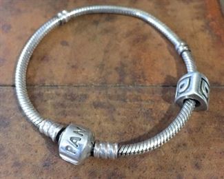 Pandora sterling silver bracelet. Inner circumference 6 3/8" . Signed ALE  S925. $60