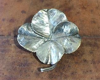 Vintage Flora Danica sterling silver brooch, size 1 1/4" w x 1 1/4" h. FLORA DANICA EGGERT DENMARK, stamped STERLING 925. Rolling c-clasp works perfectly. $90