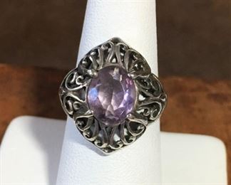 Kabana ring size 7 1/2. Face of ring is 3/4" wide by 7/8" high. Signed KABANA , stamped STERLING. $60