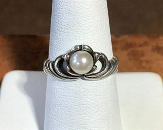 Kabana sterling pearl ring size 8.  Signed KABANA, stamped STERLING. $70