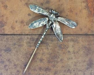 Vintage Gorham sterling silver stick pin. Size 1 3/4" wide by 2 3/16" long. Signed GORHAM, stamped STERLING. $80