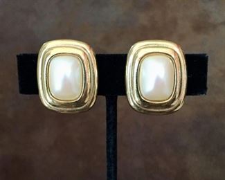 Givenchy Paris New York gold-tone clip earrings. Size 13/16" wide by 1" high. Signed GIVENCHY Paris New York on back of clips. $80