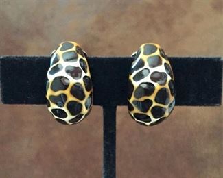 Kenneth Lane enamel clip earrings. Size 1/2" wide by 1" high. Signed KENNETH LANE on back. $60