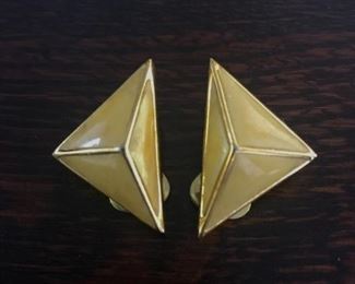 Christian Dior signed vintage enamel clip earrings.1.25" by 3/4".  $38