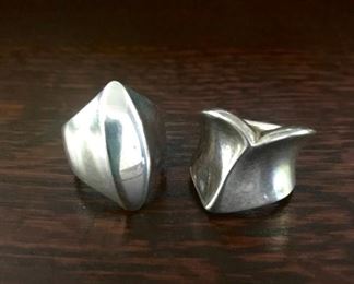 Robert Lee Morris signed sterling silver rings, both size 6.  Your choice...$40 each. One on right is SOLD.