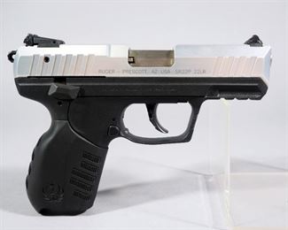 Ruger SR22P .22 LR Pistol SN# 363-20447, Almost New, 2 Total Mags, Extra Grip, Leather Holster And Leather Mag Holder, With Paperwork, In Original Box