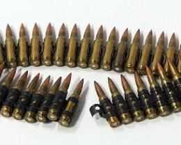 Linked Strap Of Ammo, Unknown Cal, Every 5th Shot Is Tracer Round, Approx 65 Rounds