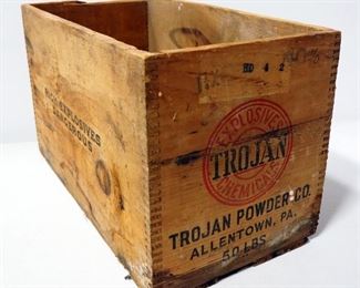 Trojan Powder Co Explosives Wood Crates Qty 2, Approx 11" High x 19.5" Wide x 10.25" Deep