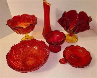 Amberina and Coin Glass Lot of 6 PC