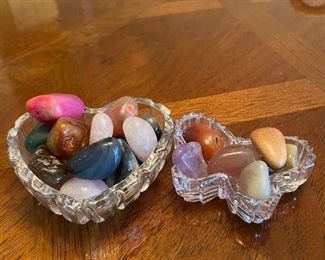 stones in glass dishes