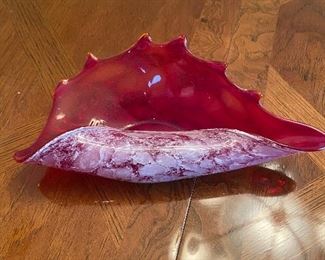 blown glass folded shell 