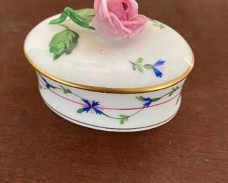 Herend porcelain trinket box with rose, Hungary
