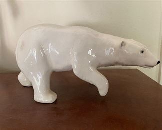 Porcelain figurine polar bear, Canada signed Joli