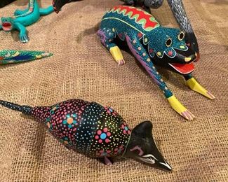 Oaxacan Mexican folk art artist painted sculptures