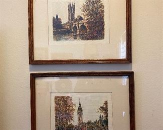 Pair of antique lithographs