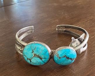 Vintage American Native Indian  turquoise and sterling bracelet