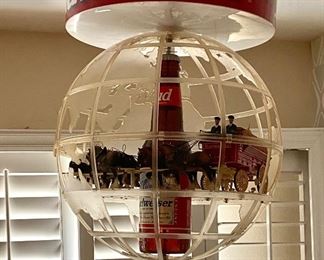 RARE Budweiser Clydesdale hanging carousel hanging world globe light 