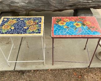 Tile top garden side tables