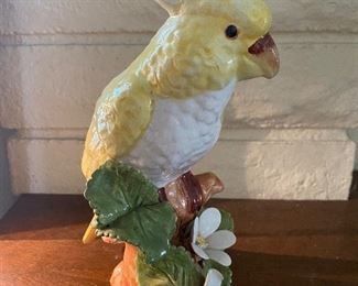Italian Majolica  pottery cockatiel bird