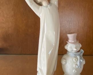 Lladro Yawning Boy and Snowman