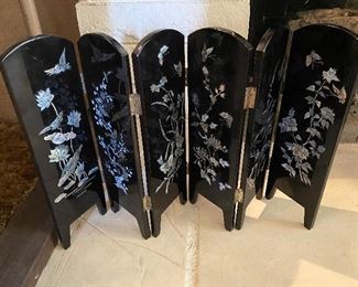 Miniature folding Asian screen