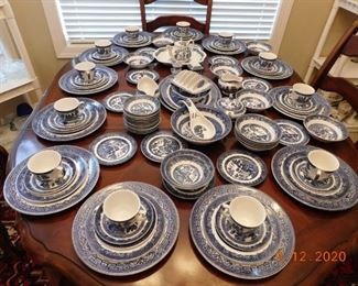 Over 90 pieces of Johnson Brothers Blue Willow.