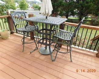 Aluminum bar height patio set.
