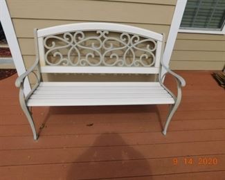 Aluminum outdoor bench.