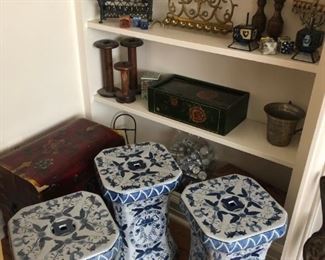  Menorahs, Chinese Painted Box, Garden Stools