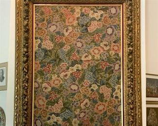 Lot #809 - $1,320 - Huge Antique 19th Century European Needlepoint, Flower Design with Ornate Frame (55.5" L x 70" H)