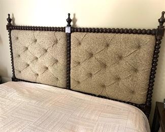 King size bed with tufted upholstered headboard (mattress/boxspring priced separately)