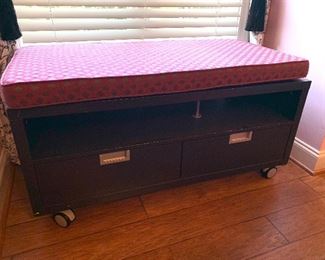 Storage bench with cushion seat 