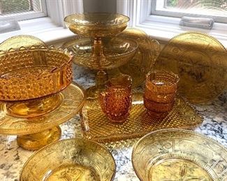 lots of amber glassware