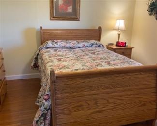 Handmade pine sleigh bed. Made by Hamilton local carpenter, Wayne Warner. Beautiful piece!