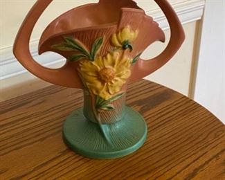 Roseville Pottery Peony Basket 378-10