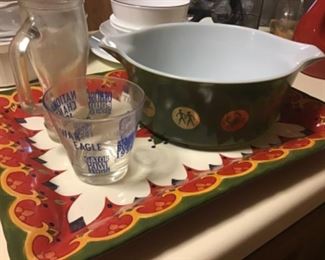 Pyrex casserole in rare Zodiac pattern 