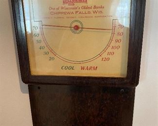 Vintage  The First National Bank of Chippewa Falls, Barometer..NICE OLD ADVERTISING!!