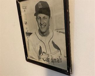 Vintage 1950's Hall of Fame Stan Musial. SO story is that when my client was a kid, he said you write to the ball park and tell them your favorite  player and they autograph and photograph and mail to you.. He treasured this for years..:) 