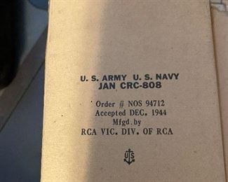 US ARMY- US NAVY Dec 1944 Jan CRC 808 Glass Tube, RCA. in Original box