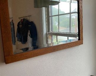 Antique Oak Beveled Mirror