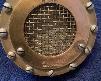 WBBM Microphone to Mount. Jenkins & Adair 1930's.ITS VERY HEAVY..a door stop..or a collection piece!! 